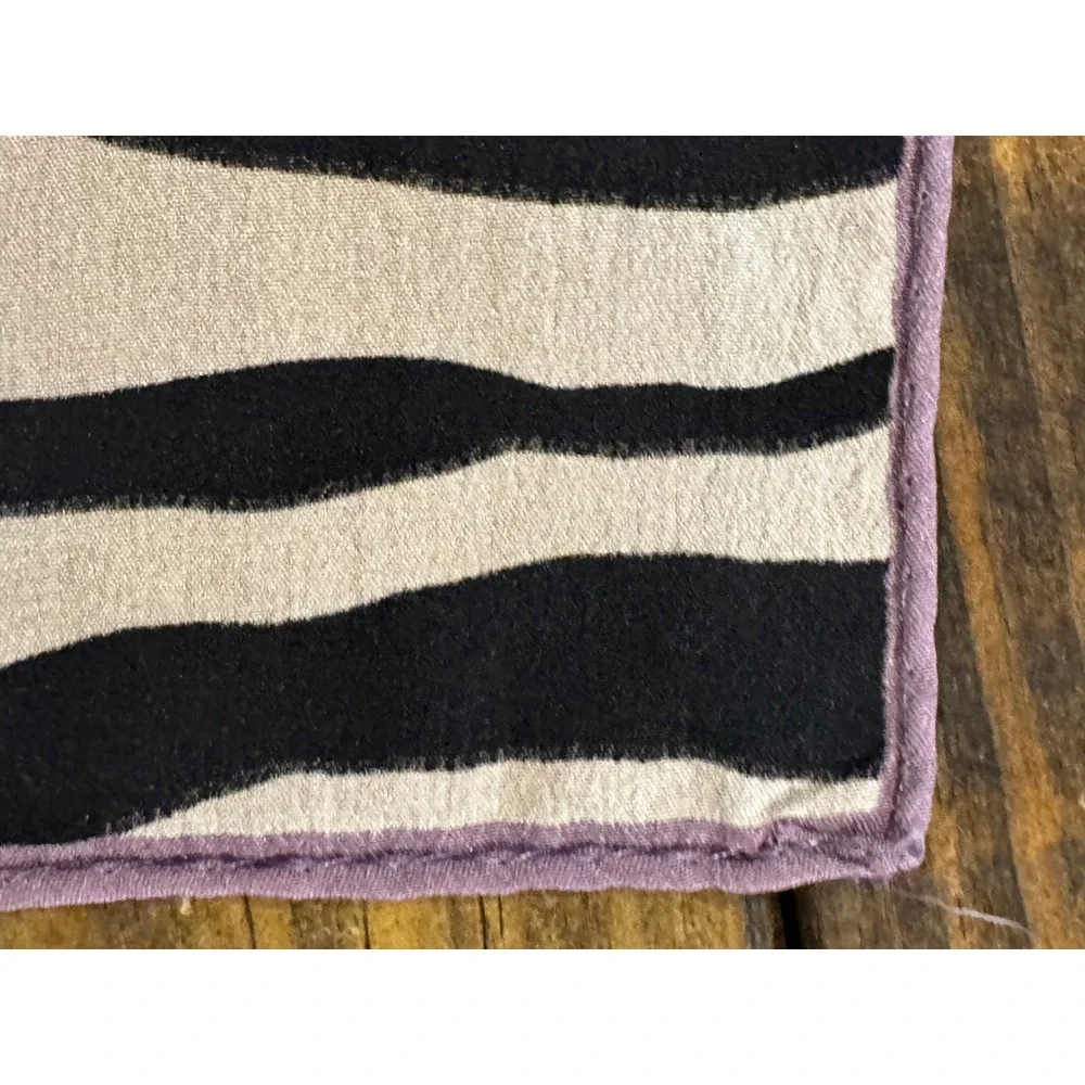 Oscar de la Renta Scarf Multicolor Zebra Print 100% Silk Square Made in Japan